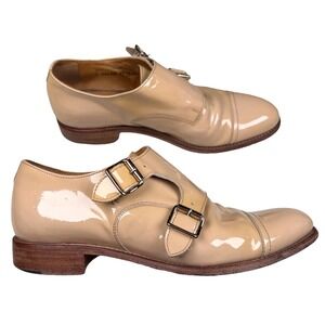 The Office of Angela Scott Mr. Colin Double‎ Monk Strap Nude Patent Shoe Sz 38.5